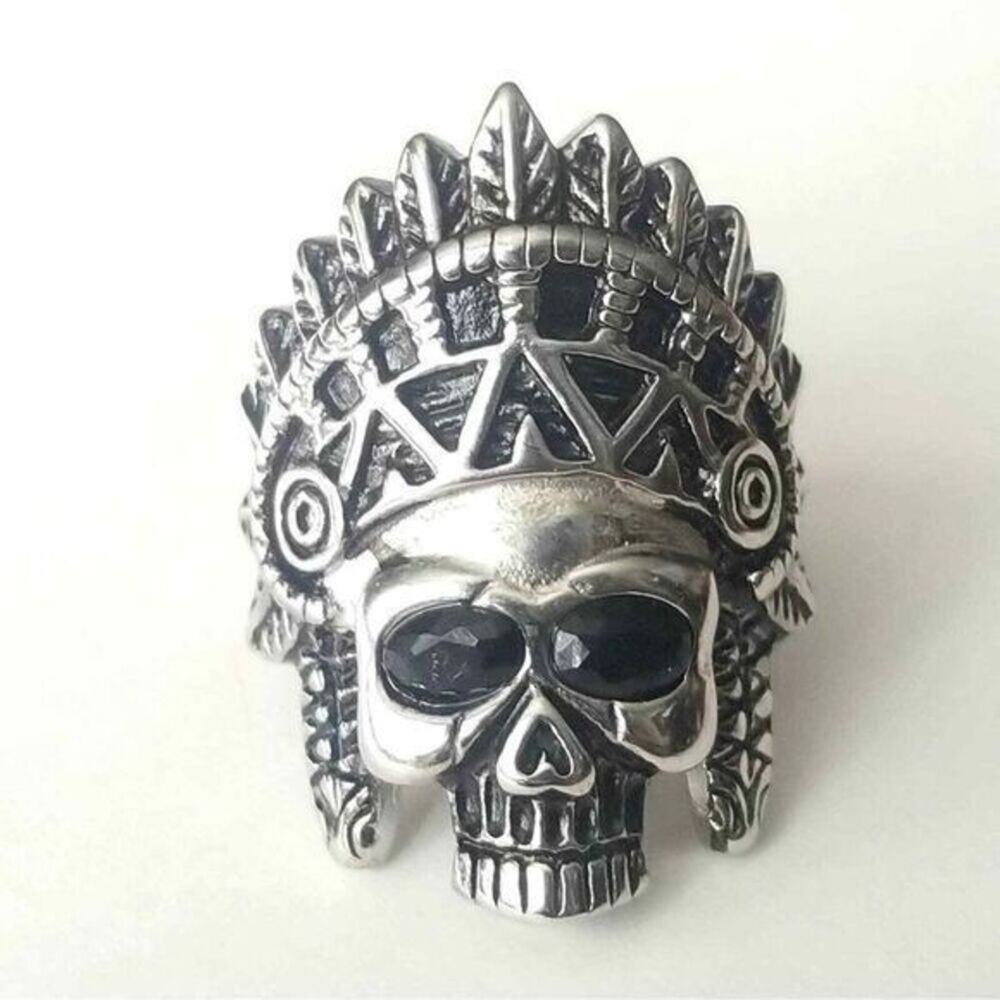 New stainless steel skull biker ring size 13